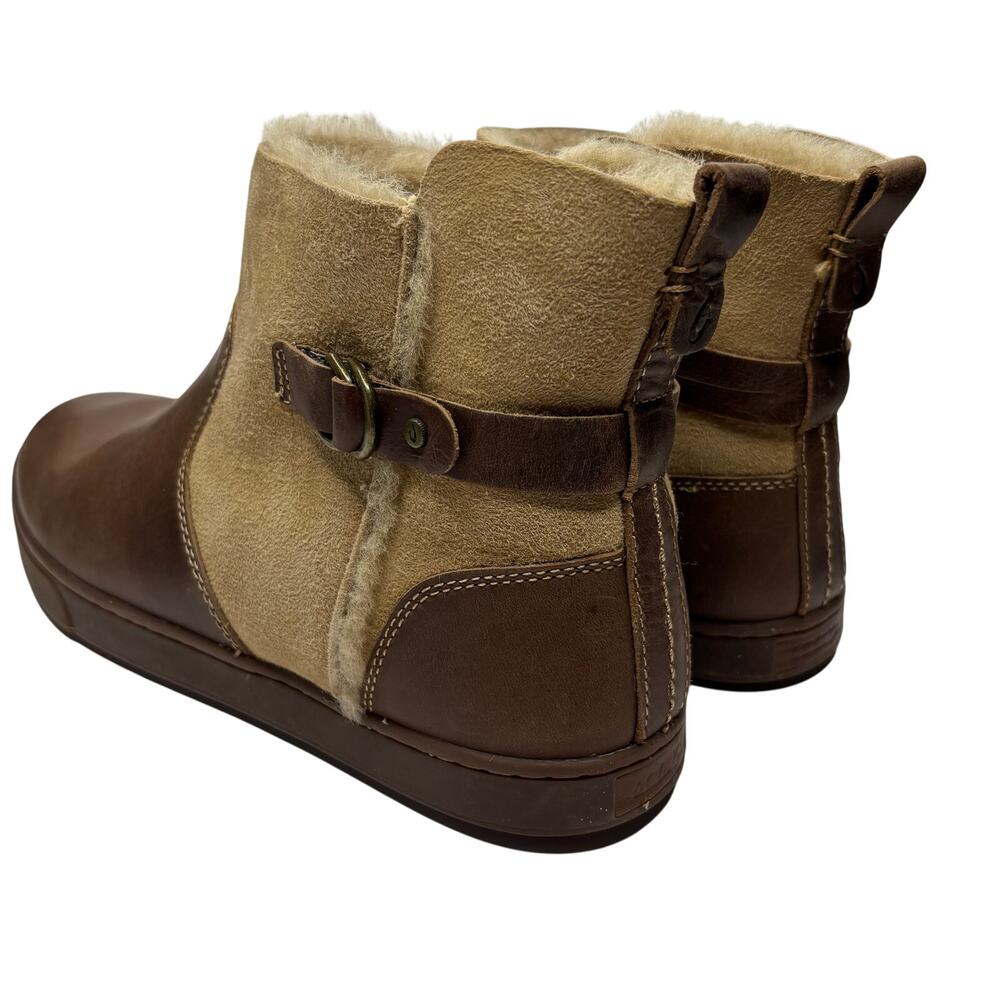 OluKai Pehuea Hulu Women’s Shearling Lined Leather Ankle Boots Brown Size 11 - Picture 6 of 13